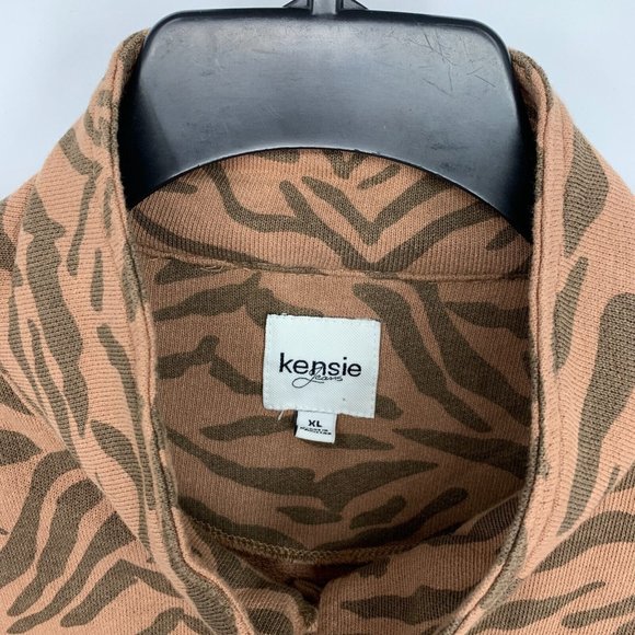 Kensie Shacket Zebra Print Button Down Brown Shirt Jacket Cotton - Picture 4 of 9